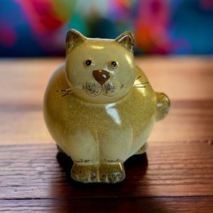 Cat Figurine Yellow Ginger Cat Ceramic Statue Knick Knack